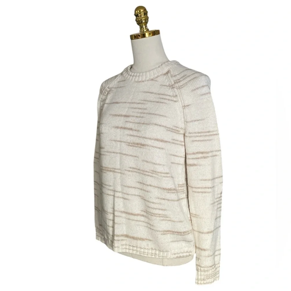 J.Crew Women’s Cream Raglan Space-dyed Long Sleeve Knit Sweater Size Small